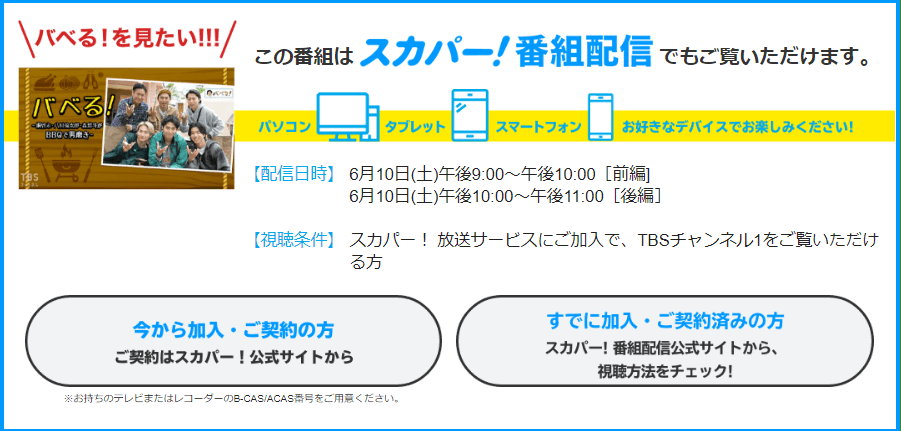 バベるはスカパー番組配信対応のためネット視聴可能